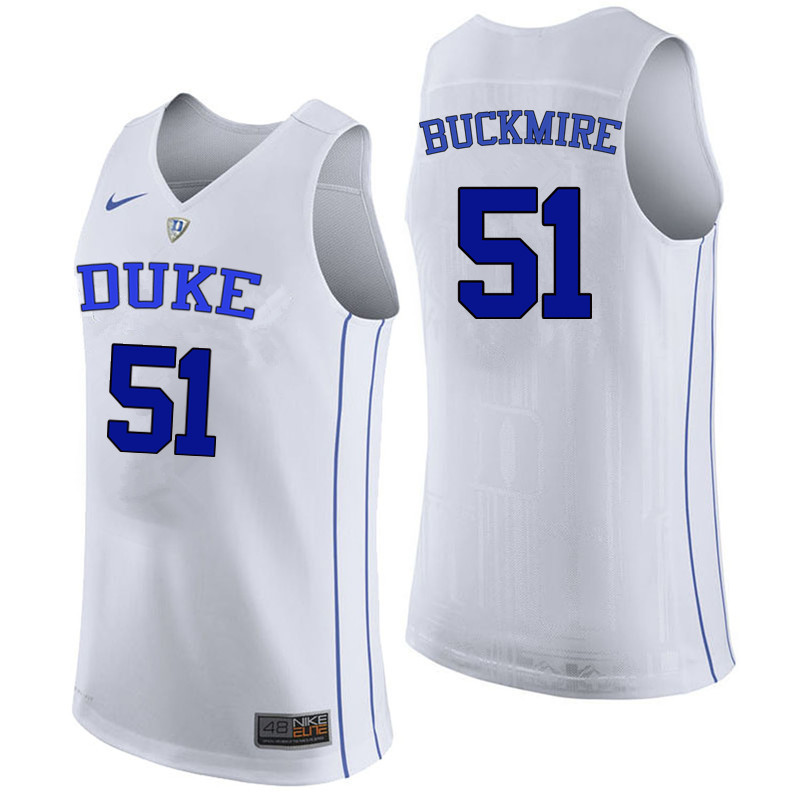 Men Duke Blue Devils #51 Mike Buckmire College Basketball Jerseys Sale-White - Click Image to Close